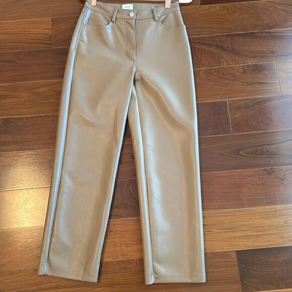 Aritzia Wilfred Melina 2 Brown Camel Tan Faux Leather Pants - Picture 3 of 4